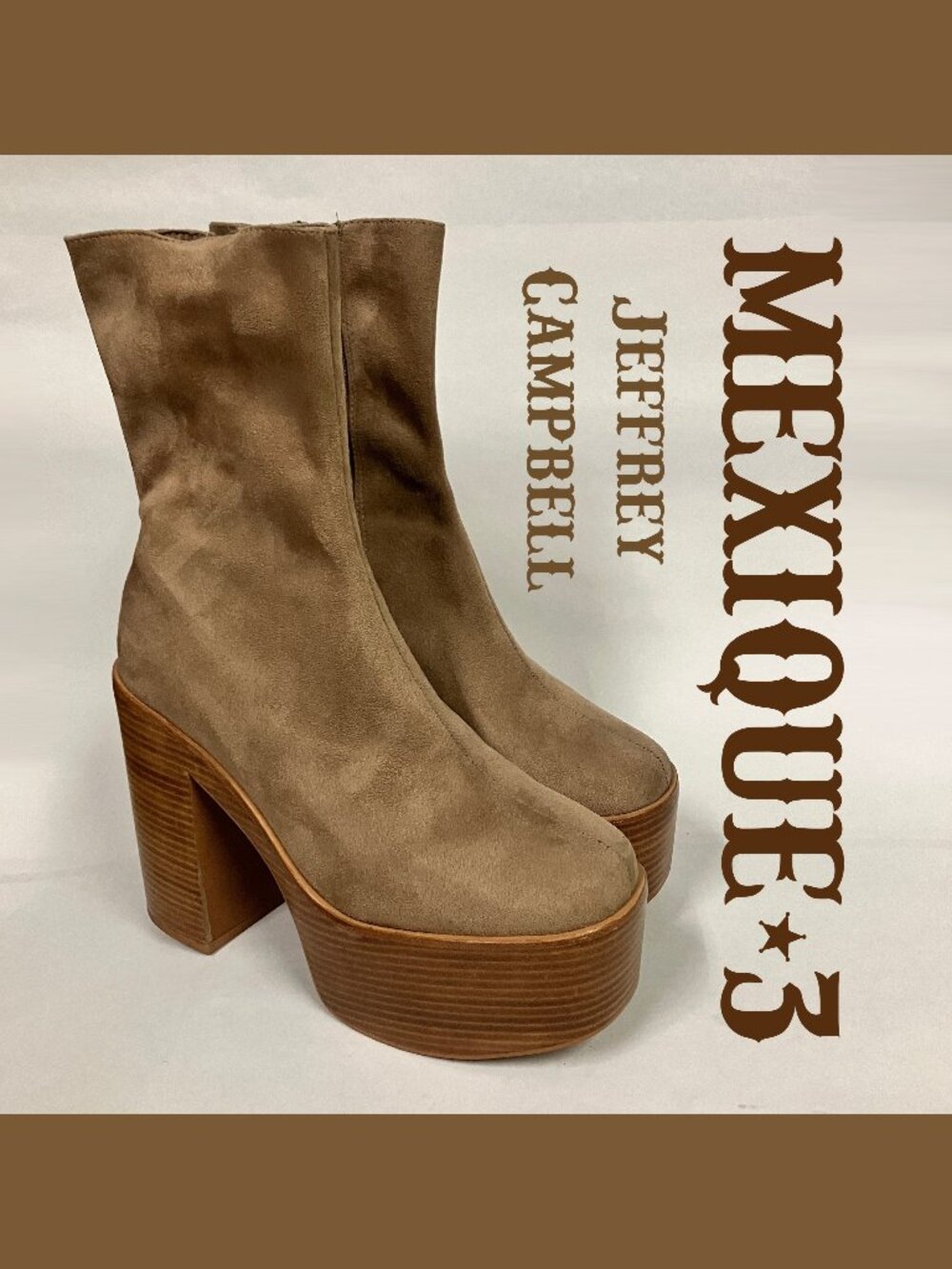 *HOT* Jeffrey Campbell 2022 MEXIQUE-3 Boots, Taupe, Stretchy Suede, Size 8.5!